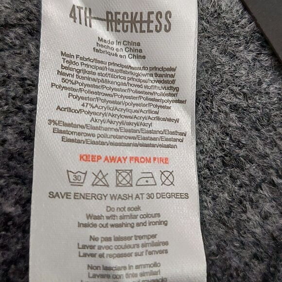 4TH Reckless Pants Womens 8 Gray Flared Ribbed Knitted Pull On Comfy Cozy Warm - Picture 9 of 12